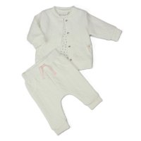 H13538: Baby Girls Bunny Quilted 3 Piece Outfit (0-9 Months)